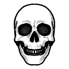 Rotating halftone skull