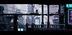pixel art city rain loop
