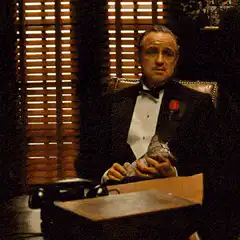 Don Corleone holding a cat