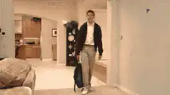 Man trips and falls on carpet