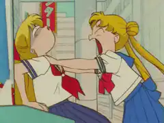 Sailor Moon yelling at Sailor Venus