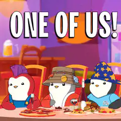 Penguins eating pizza One of Us!