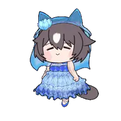 chibi wolf girl in blue dress
