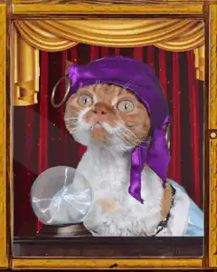 Cat fortune teller with crystal ball