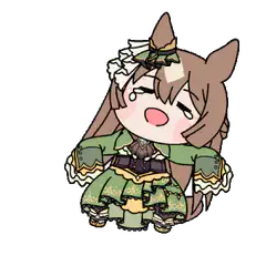 Chibi horse girl crying and waving