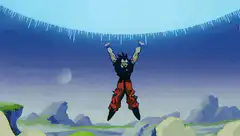 Goku floating in the sky