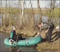 Man falls out of inflatable boat