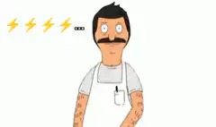 Bobs Burgers Bob with lightning bolts