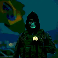 Bitcoin Skull Soldier with Brazilian Flag