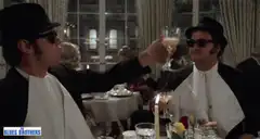 Blues Brothers toasting with champagne