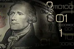 Alexander Hamilton with binary code