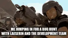 Soldiers fighting giant bugs