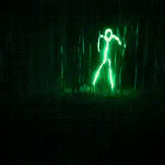 glowing green figure in night vision