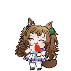 chibi horse girl eating strawberry