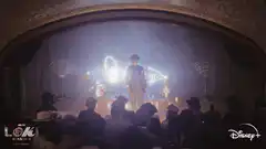 Loki on stage with lightning
