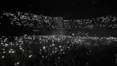 crowd holding up lights at concert