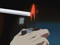 Anime hand lighting a cigarette