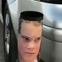 Greta Thunberg car drives away in smoke