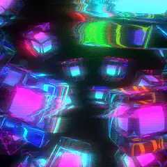 glitchy neon cubes