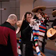 Picard reacts to mariachi trumpeter