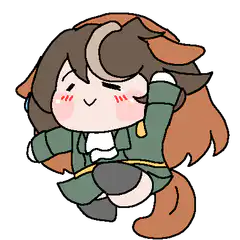 chibi character blushing and waving