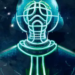 Neon gas mask robot