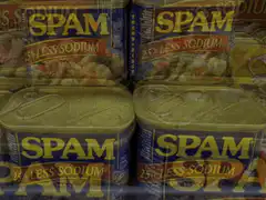 Spam cans on a shelf