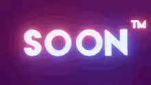Glowing neon soon text