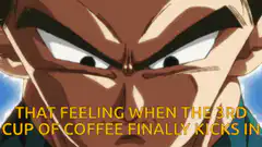 Vegeta powers up with coffee