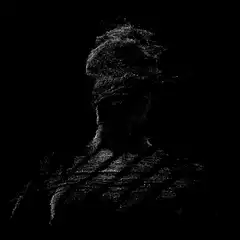 Glitchy pixelated person