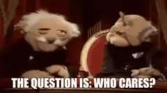 Two old men puppets who cares