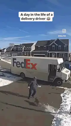 FedEx driver slips on ice