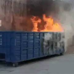 blue dumpster fire