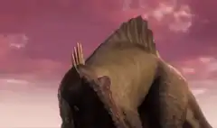 Spinosaurus roaring at camera