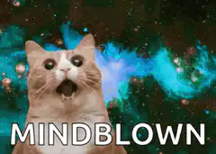 Mindblown Cat with Space Background