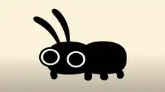 Black cartoon bug walking