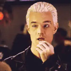 Angel smirking and eating