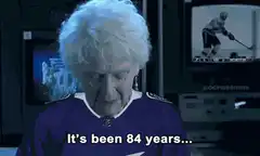 Old lady watching hockey It's been 84 years