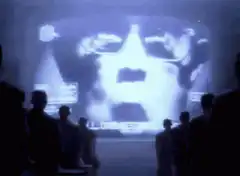 Blue screen face with audience