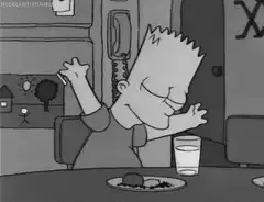 Bart Simpson eating dinner