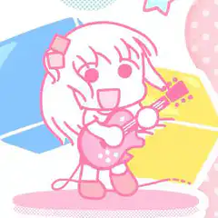 pink chibi girl playing guitar