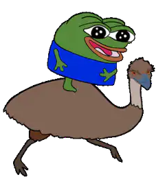 Pepe riding an emu