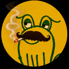 Frog with mustache smoking