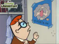 Professor Utonium looking at Einstein poster