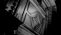 Dutch angle of ornate building facade