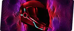 Red futuristic helmet with glowing accents