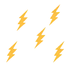 Yellow lightning bolts on white background