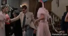 Man dancing wildly at a party