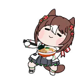 chibi catgirl eating ramen