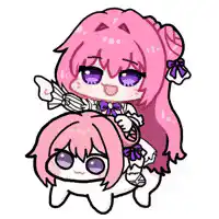 Chibi pink-haired girl riding a cute creature